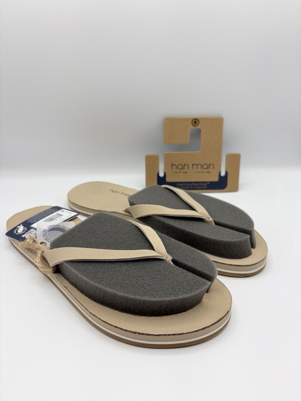 Hari Mari Meadows Flip Flop Sandals Women’s US Sz 8 Sand Beige Comfort Arch NWT